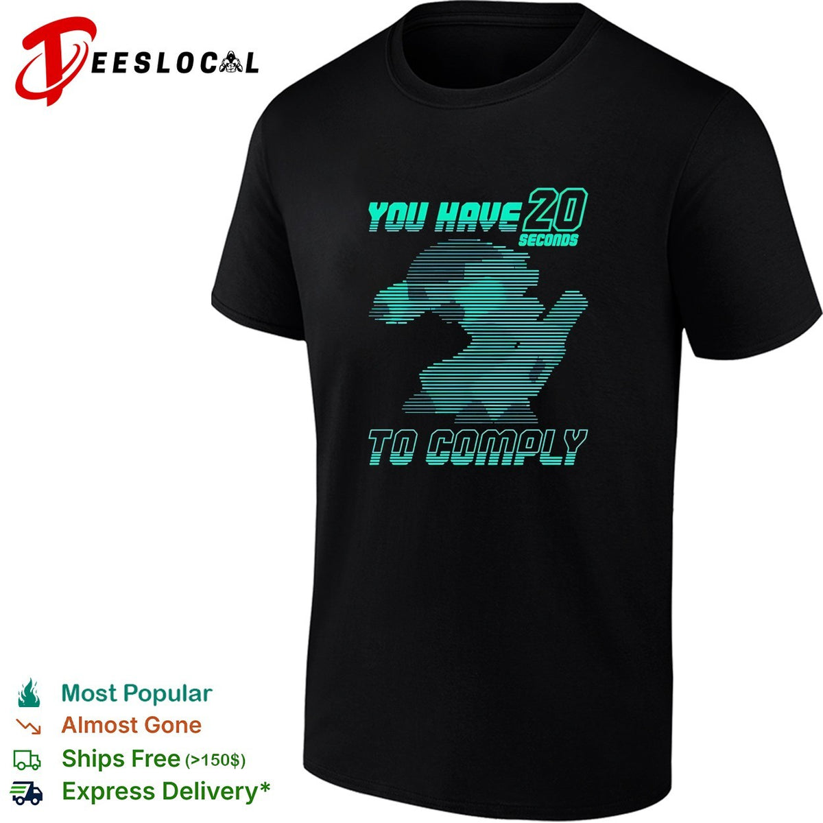 You have 20 seconds to comply robot running silhouette cyber sci-fi shirt