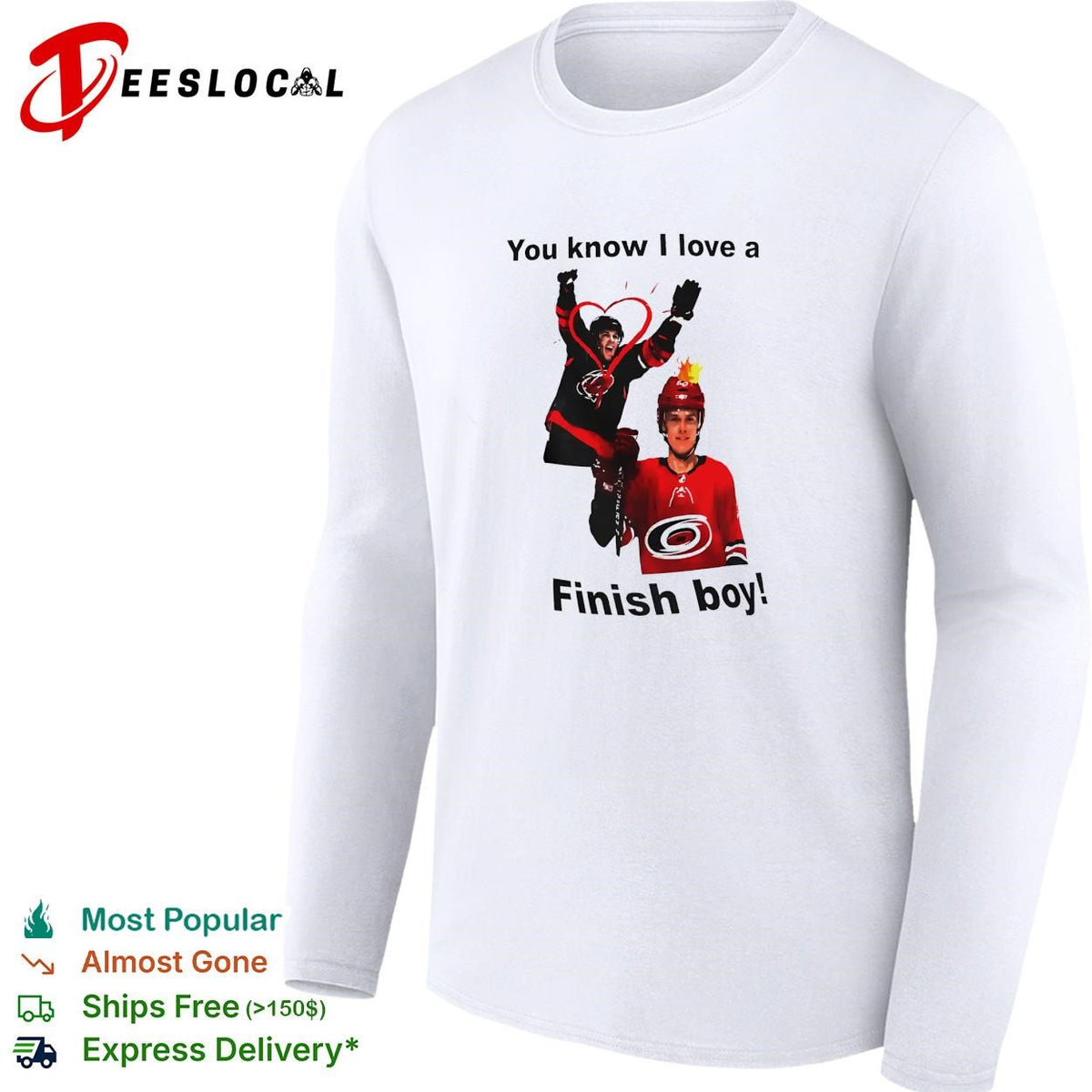You know I love a finish boy hockey players celebration heart graphic shirt