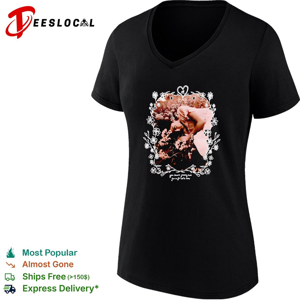 You seem pretty sad for a girl so in love floral aesthetic heart frame shirt
