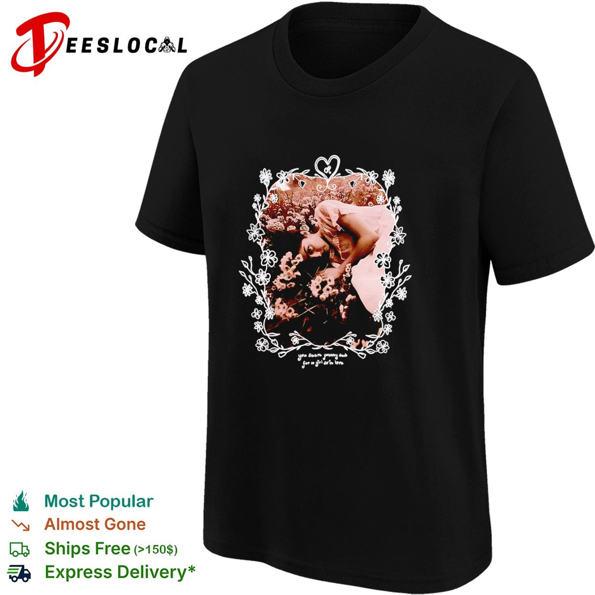 You seem pretty sad for a girl so in love floral aesthetic heart frame shirt