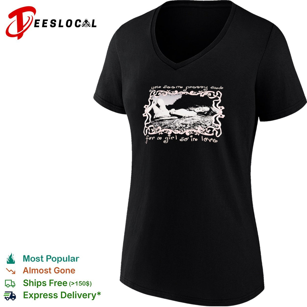 You seem pretty sad for a girl so in love ribbon frame aesthetic core minimal shirt