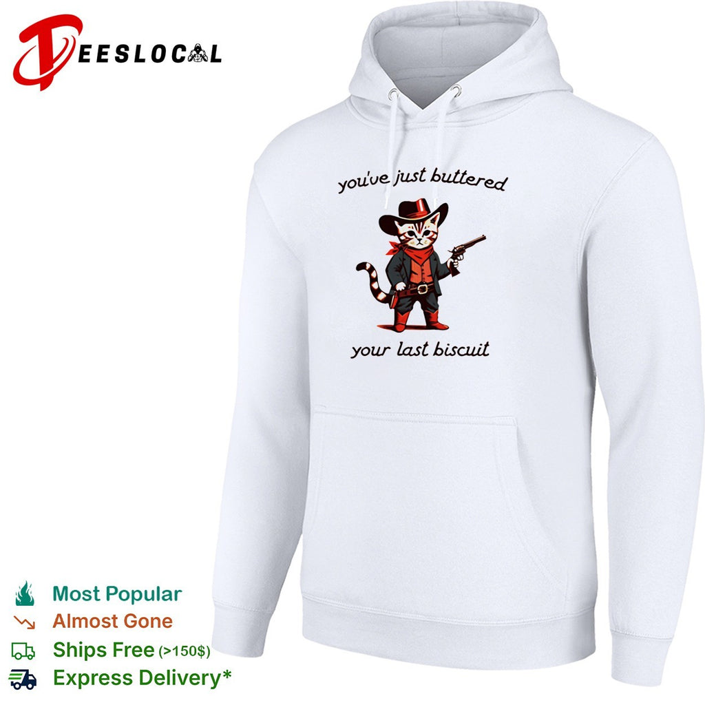 You’ve just buttered your last biscuit cowboy cat with gun shirt