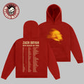 Zach Bryan With Heaven On Top Tour 2026 Merch With Dates Back Red Hoodie