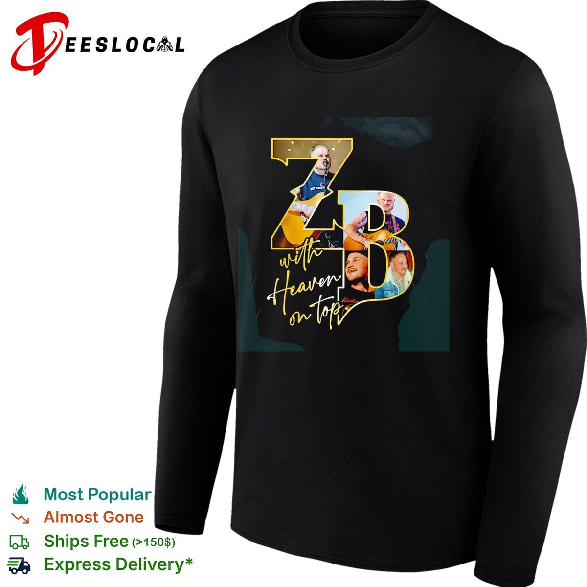 Zach Bryan ZB initials with Heaven on Top fan photo collage portrait shirt
