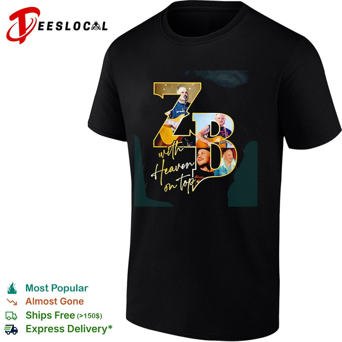 Zach Bryan ZB initials with Heaven on Top fan photo collage portrait shirt