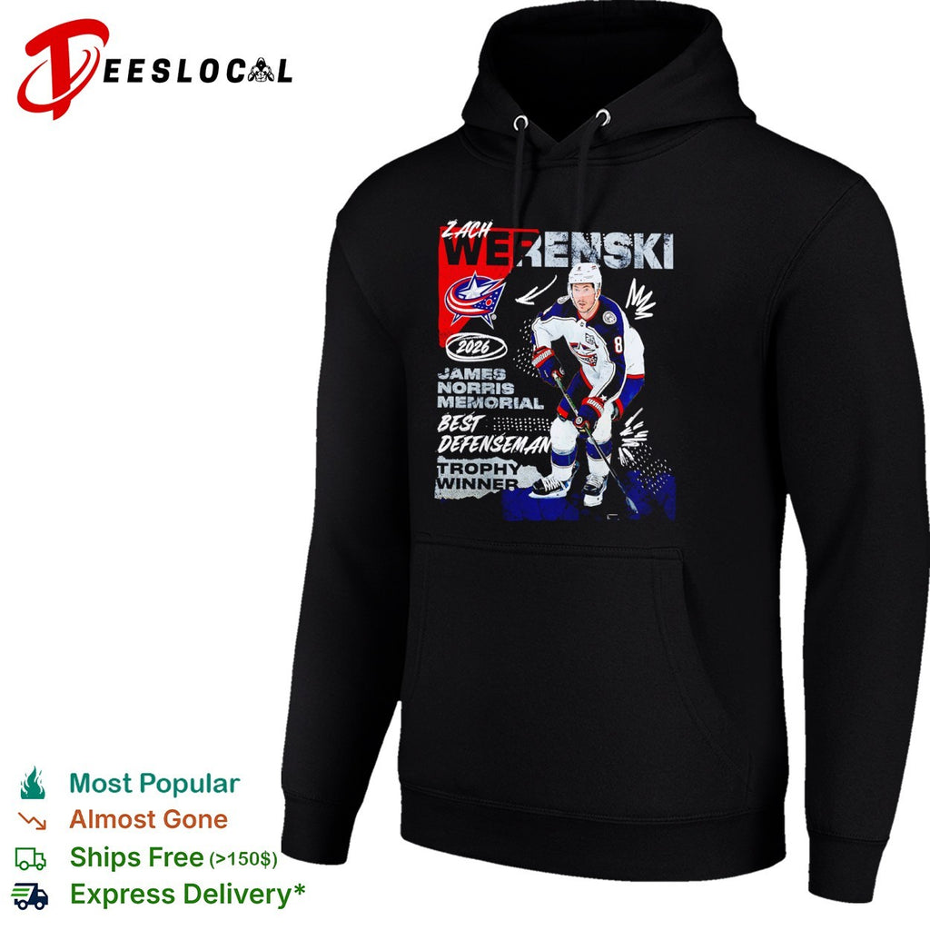 Zach Werenski Columbus Blue Jackets 2026 James Norris Memorial Trophy Winner shirt