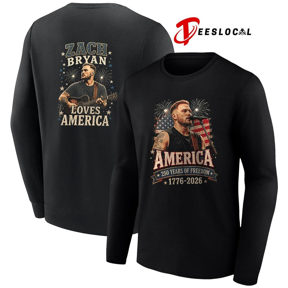 Zack Bryan America celebrating freedom 4th of July loves America shirt