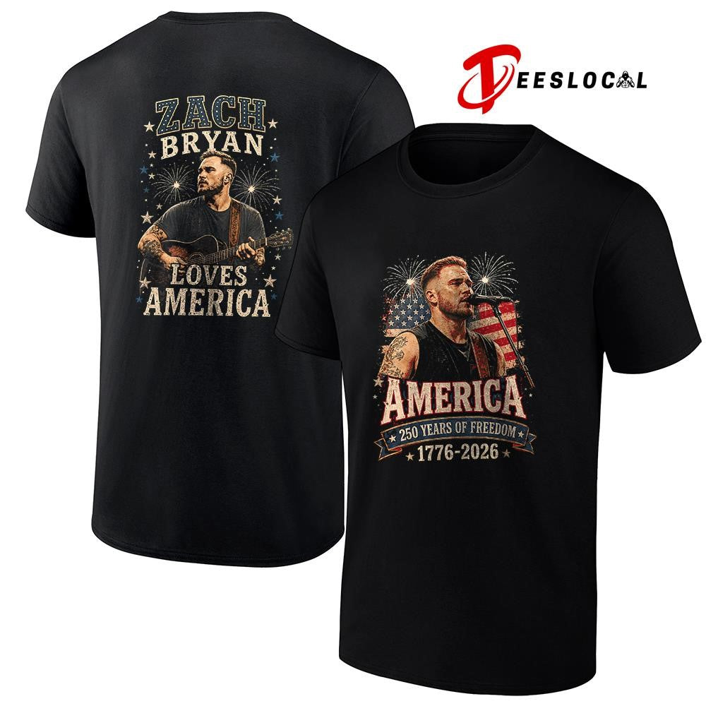 Zack Bryan America celebrating freedom 4th of July loves America shirt