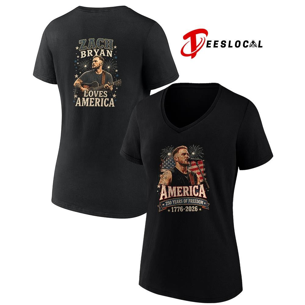 Zack Bryan America celebrating freedom 4th of July loves America shirt