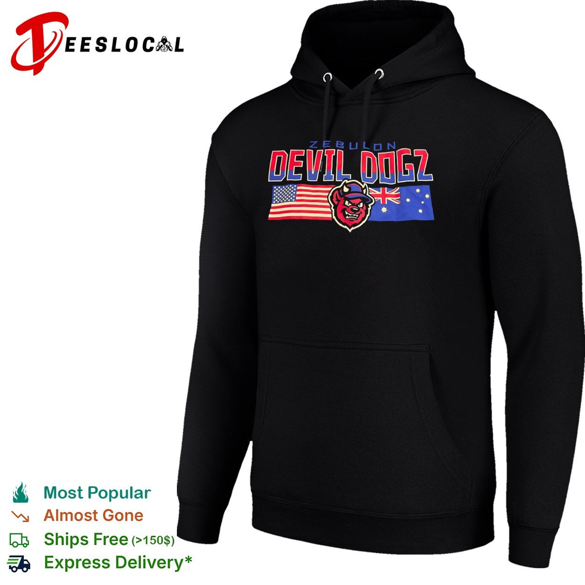 Zebulon Devil Dogz American and Australian Flag shirt