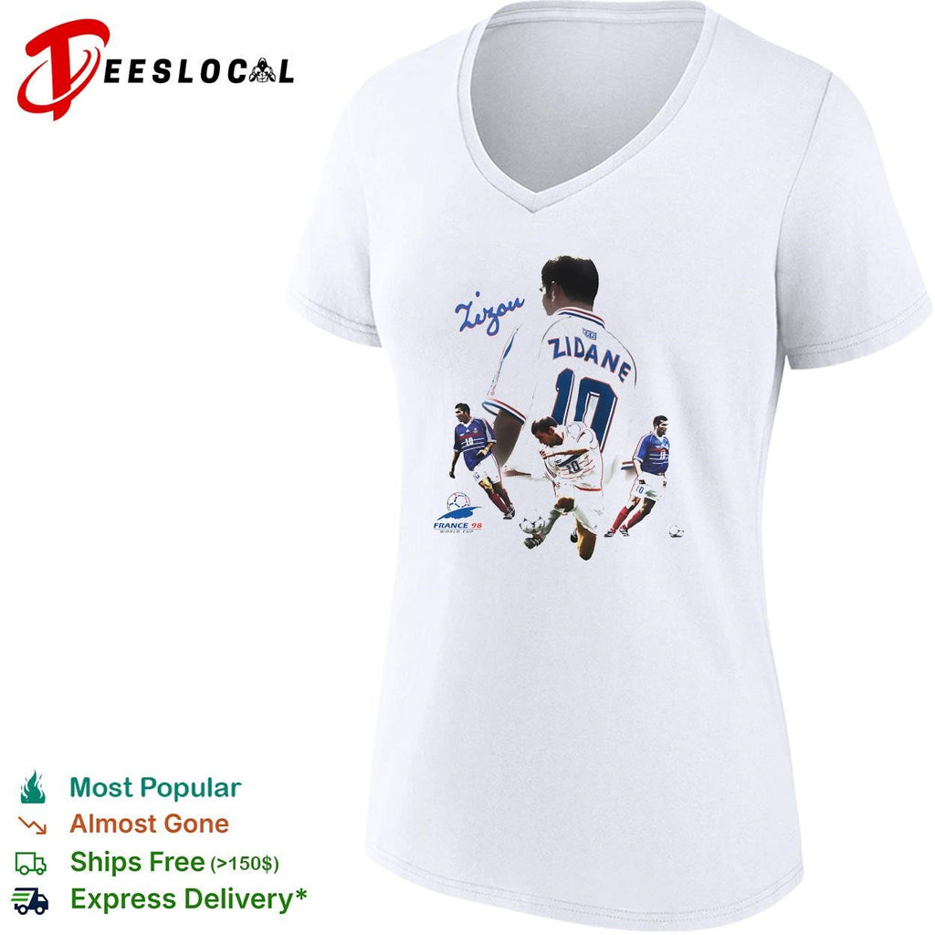 Zinedine Zidane France 98 World Cup signature action photo collage poster shirt