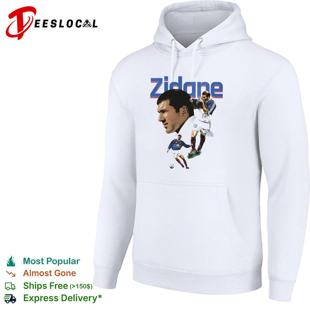 Zinedine Zidane France number 10 head volley action illustration collage poster shirt
