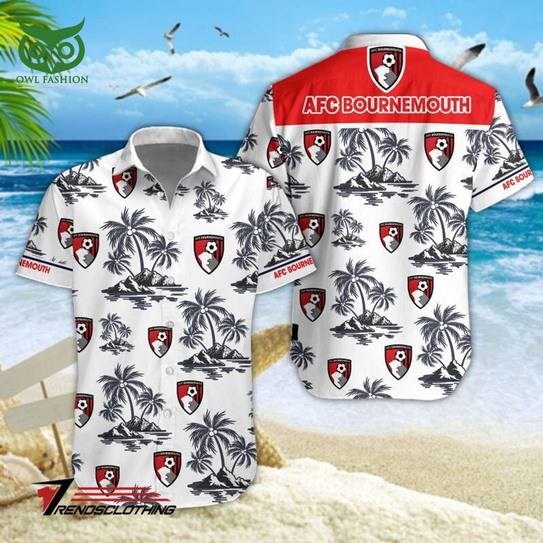 A.F.C. Bournemouth Premier League White Hawaiian Shirt