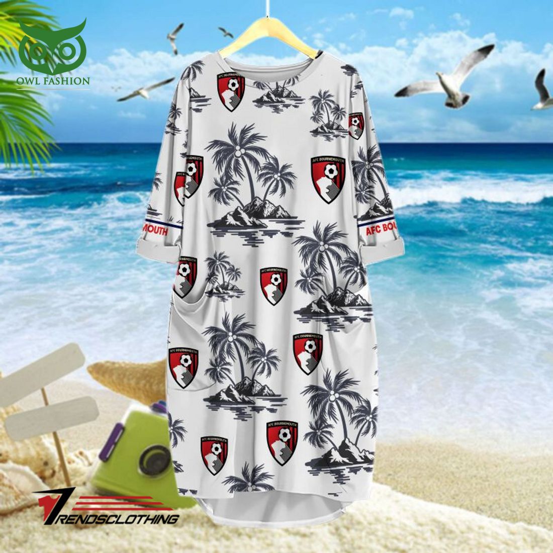 A.F.C. Bournemouth Premier League White Hawaiian Shirt