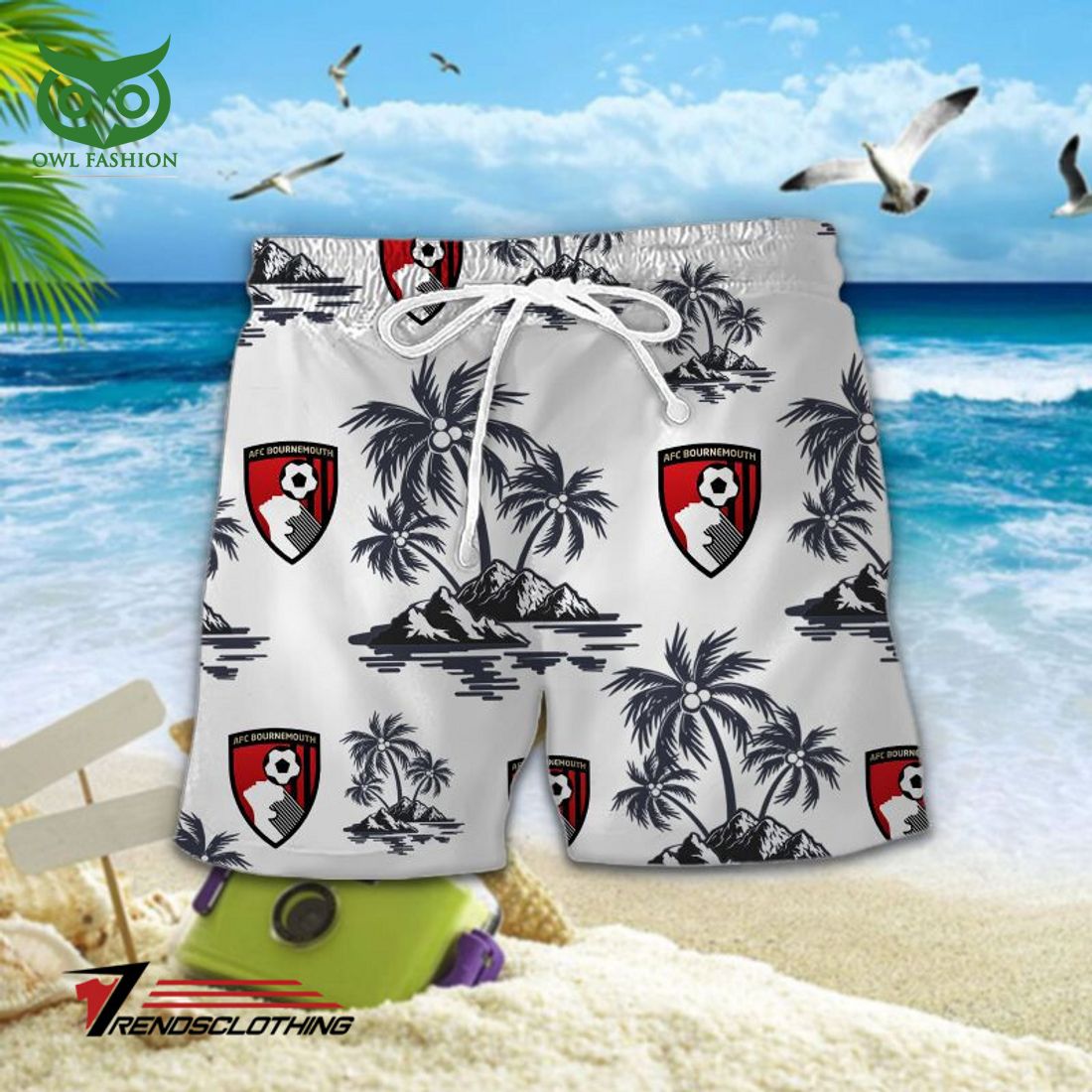 A.F.C. Bournemouth Premier League White Hawaiian Shirt