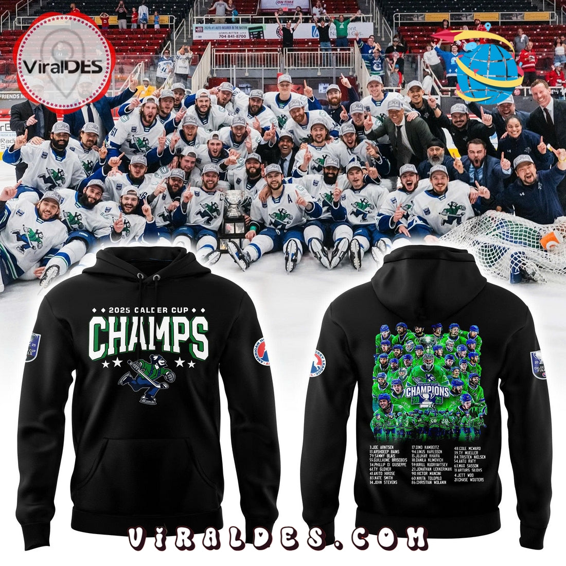 Abbotsford Canucks Calder Cup Champions Black Hoodie, Long Pants