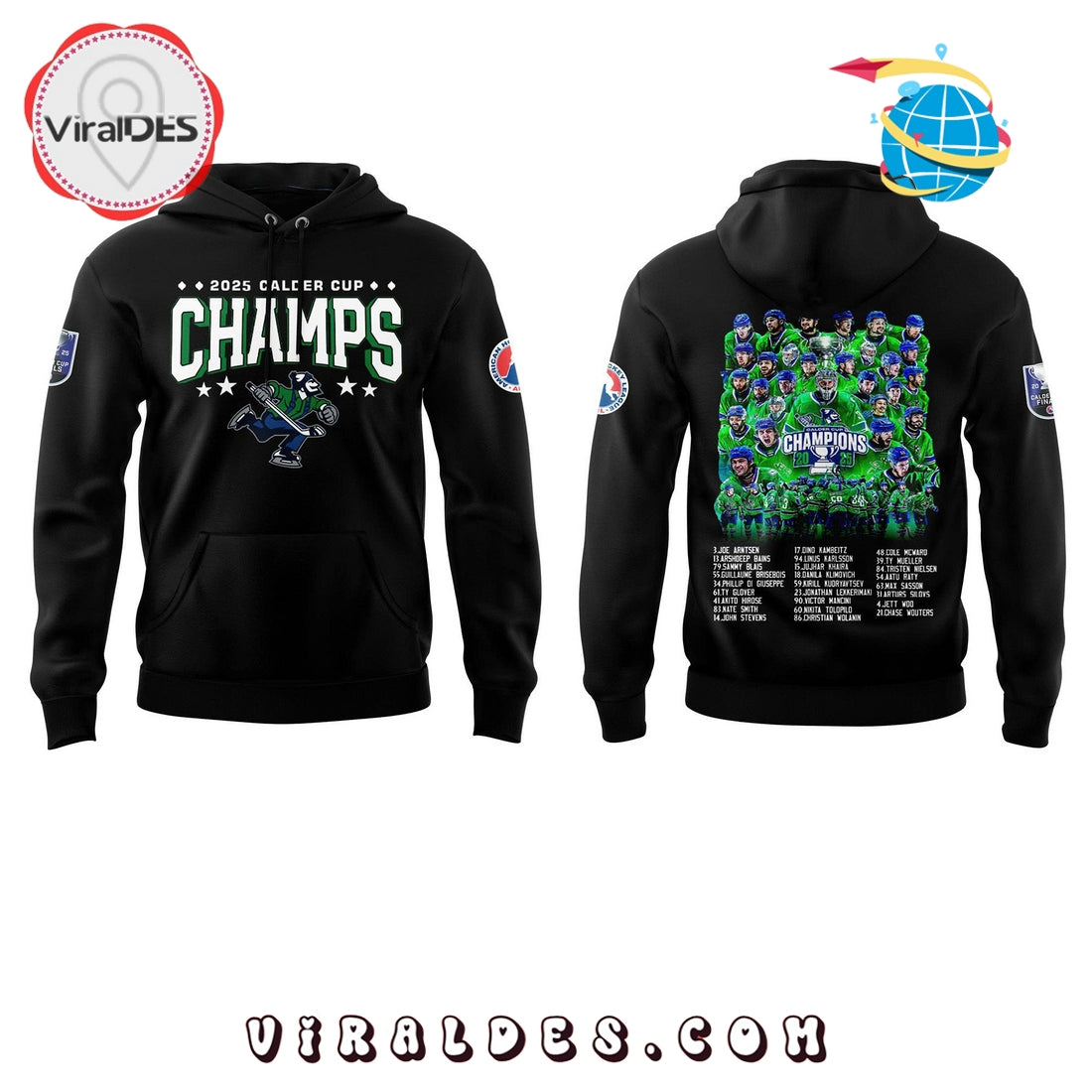 Abbotsford Canucks Calder Cup Champions Black Hoodie, Long Pants