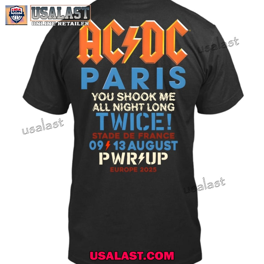 AC/DC Pwr Up Paris 2025 You Shook Me All Night Long Twice T-Shirt