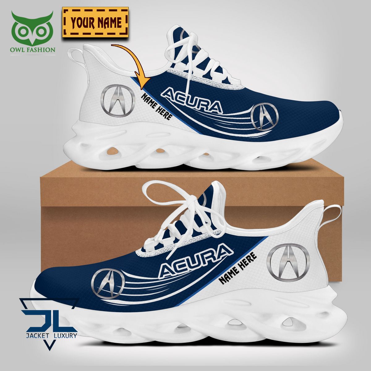Acura Car Brand Logo Personalized Max Soul Shoes