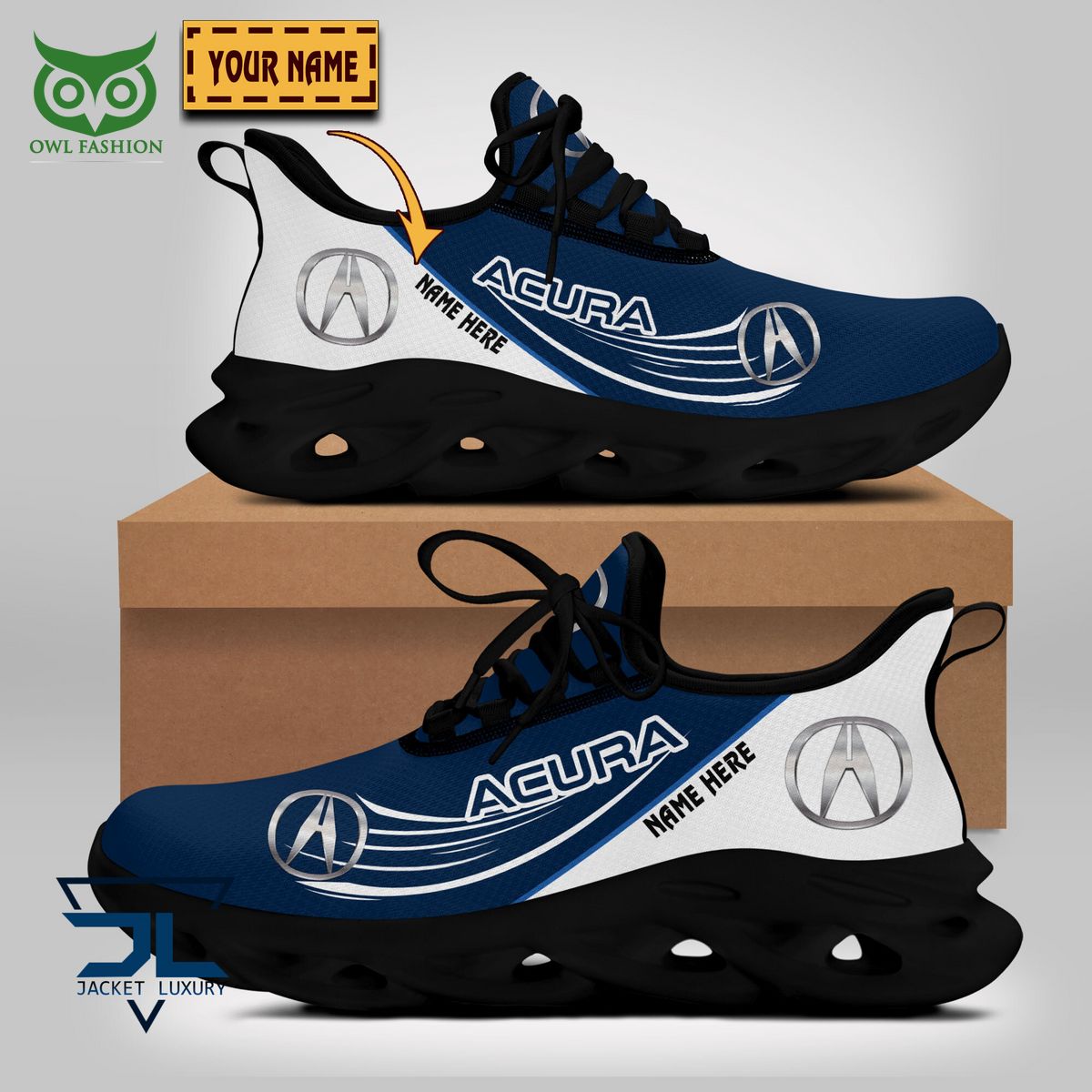 Acura Car Brand Logo Personalized Max Soul Shoes