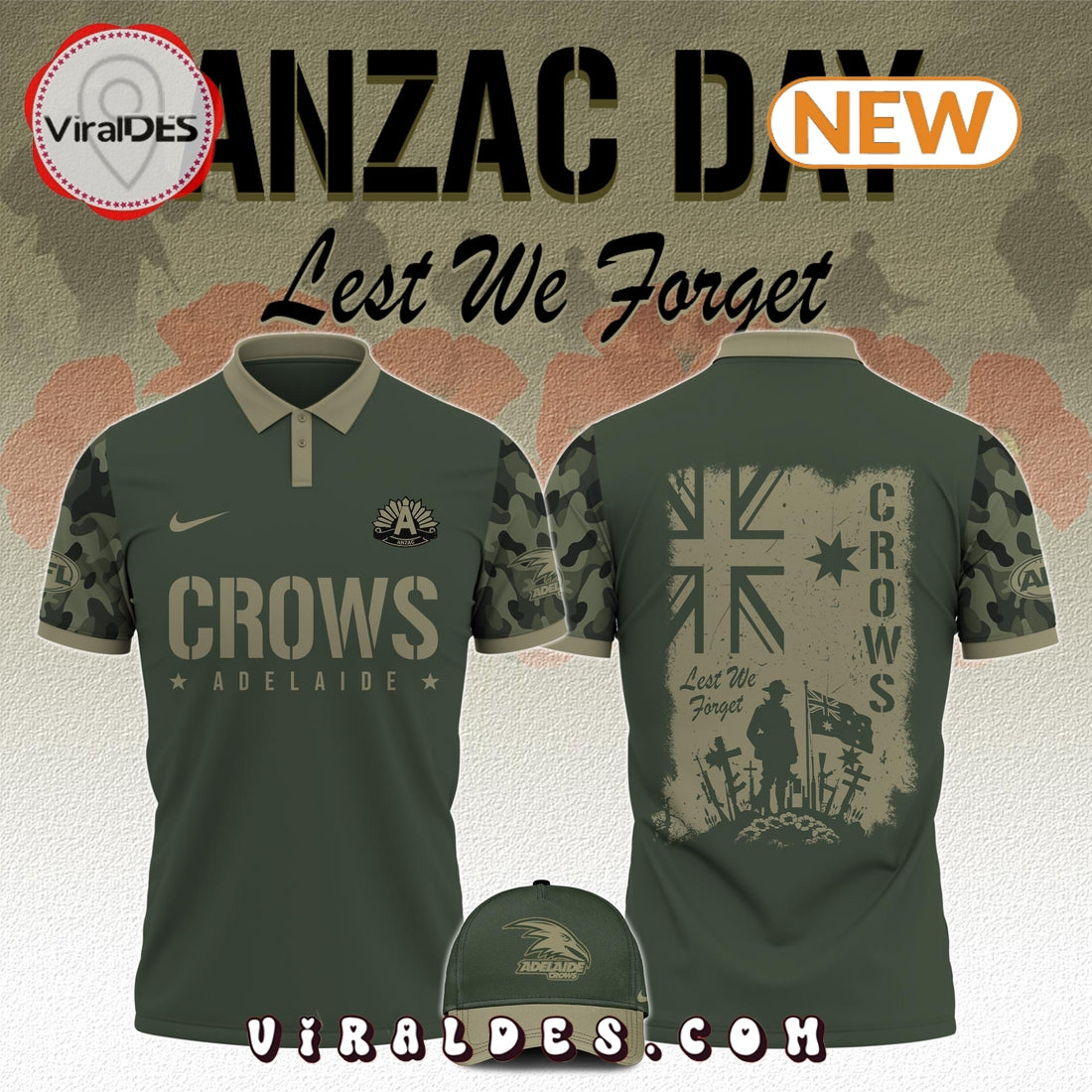 Adelaide Crows x Anzac Day Limited Edition Polo, Cap