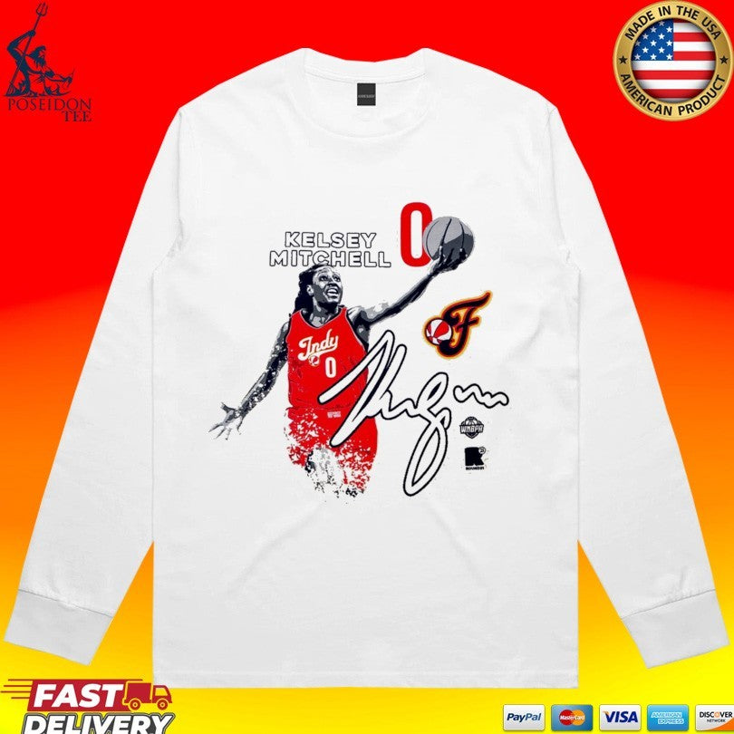 Adult Indiana Fever #0 Kelsey Mitchell Ascent In Natural By Round21 T-shirt