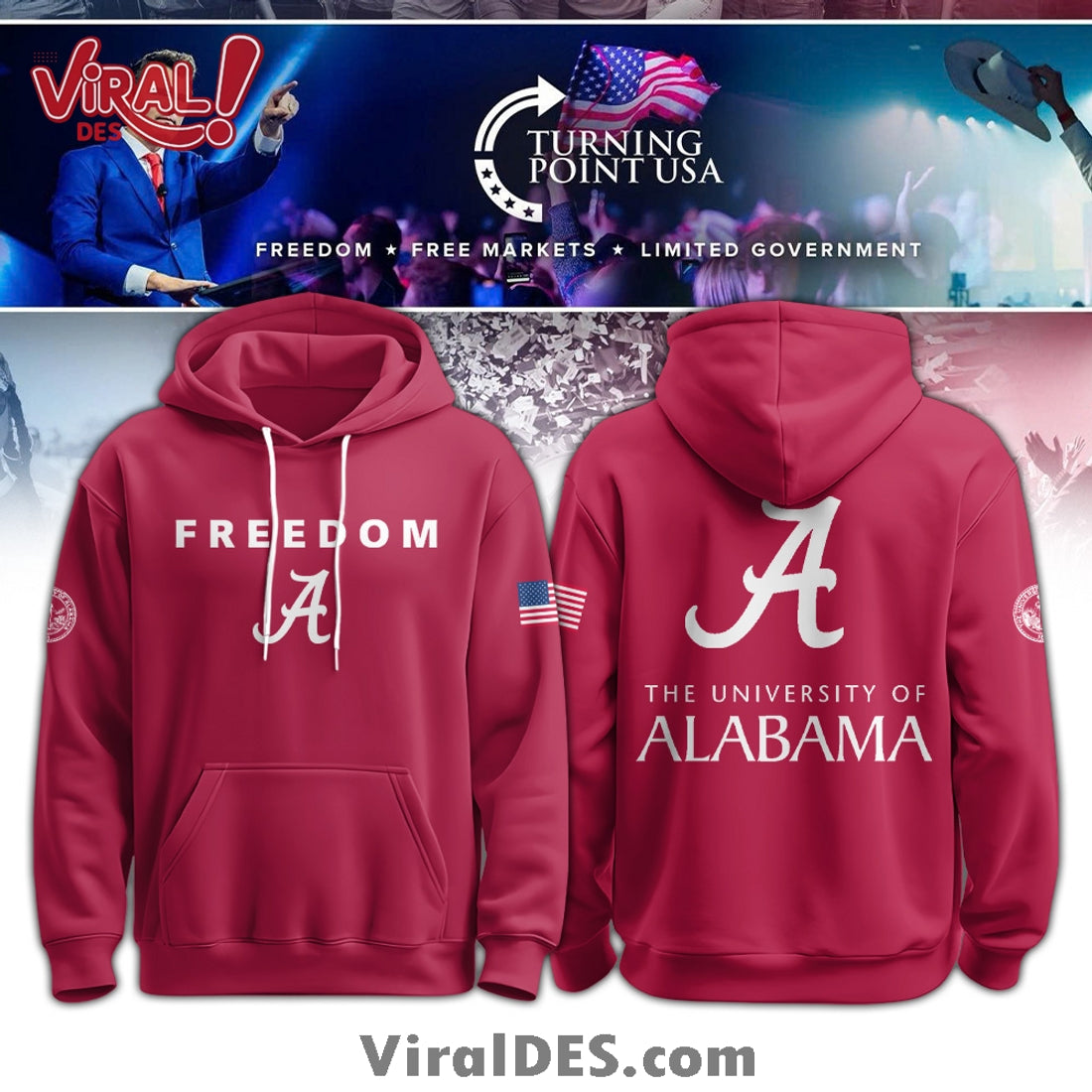 Alabama Campus Freedom 2025 Red Hoodie And Cap
