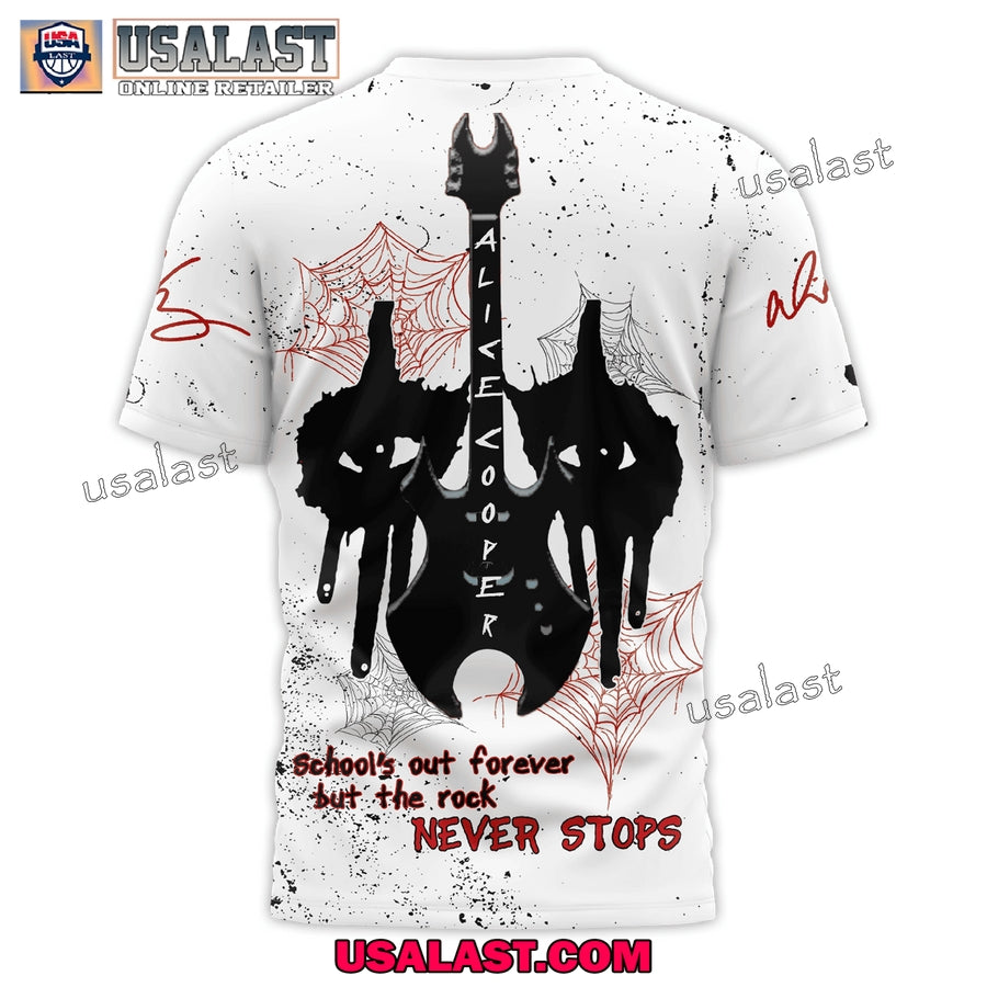 Alice Cooper School’s Out Forever But The Rock Never Stops 3D Shirt