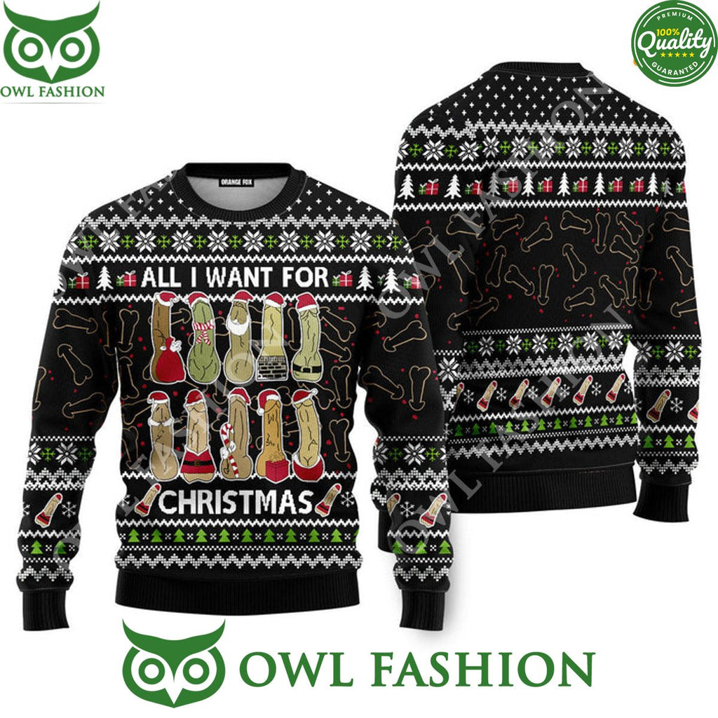 All I Want For Christmas Is You Funny Penis Toys Jumper Ugly Christmas Sweater