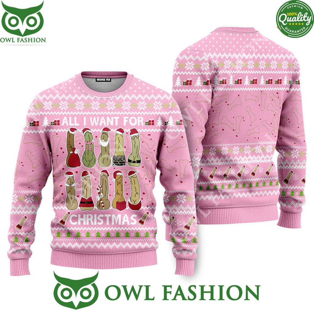 All I Want For Christmas Is You Funny Penis Toys Jumper Ugly Christmas Sweater
