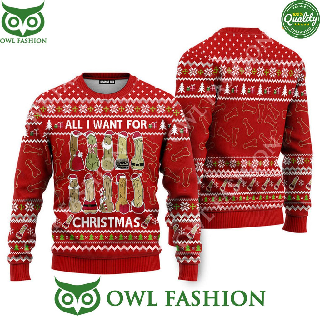 All I Want For Christmas Is You Funny Penis Toys Jumper Ugly Christmas Sweater