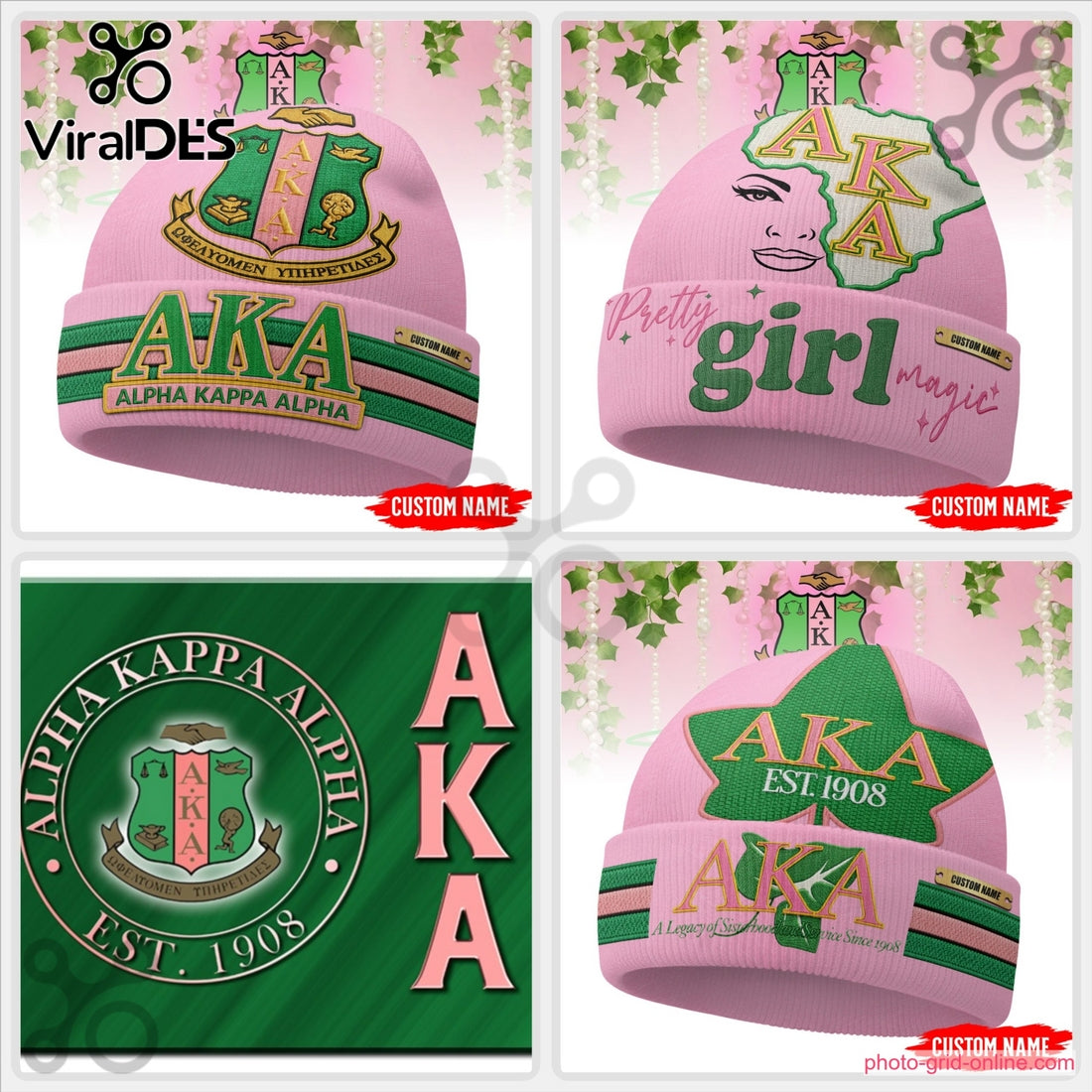 Alpha Kappa Alpha Custom Name Beanie Hat