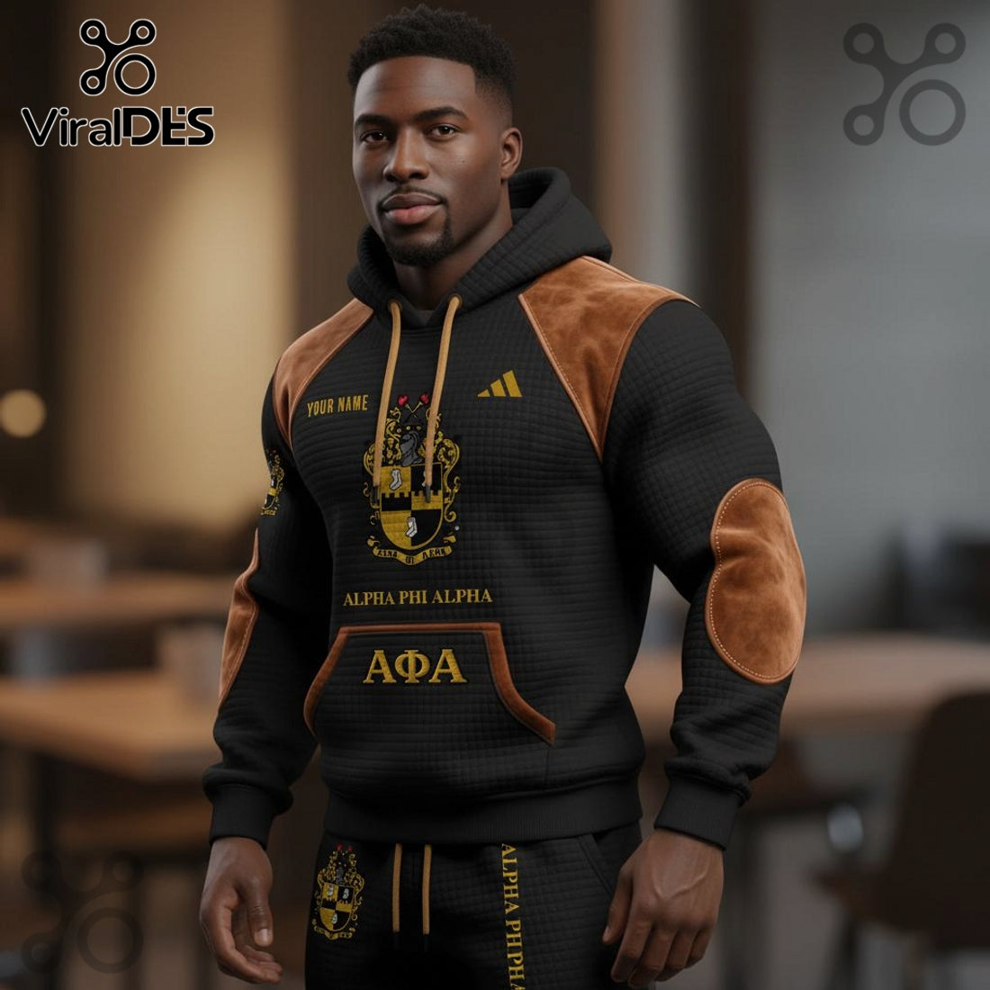 Alpha Phi Alpha Personalized Premium Quilted Hoodie