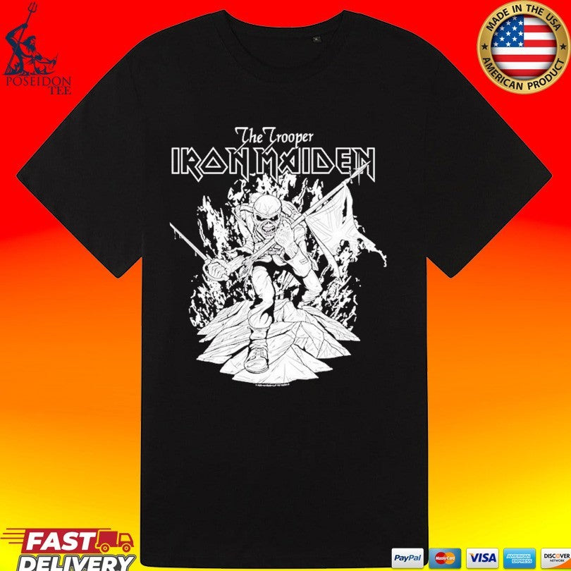 Amplified Iron Maiden Black And White Flames T-shirt