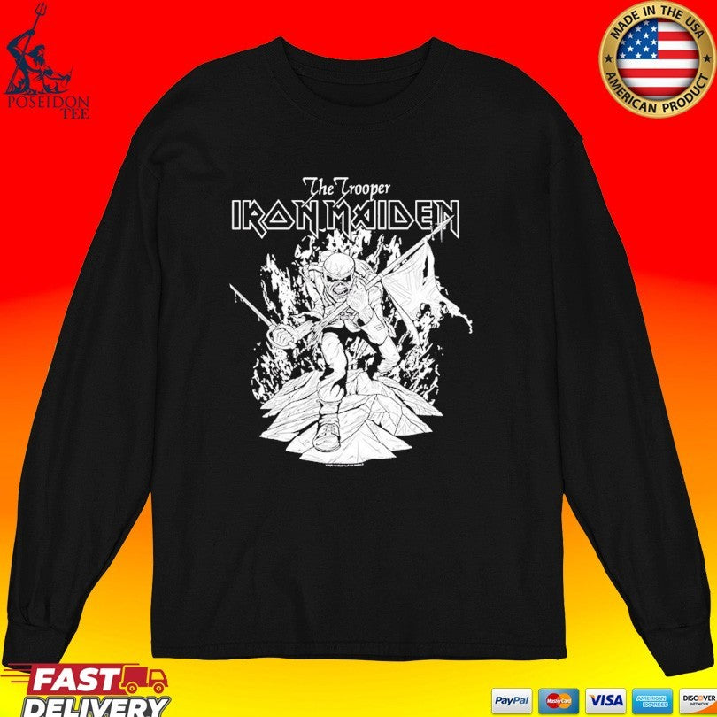 Amplified Iron Maiden Black And White Flames T-shirt