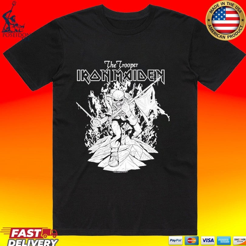 Amplified Iron Maiden Black And White Flames T-shirt