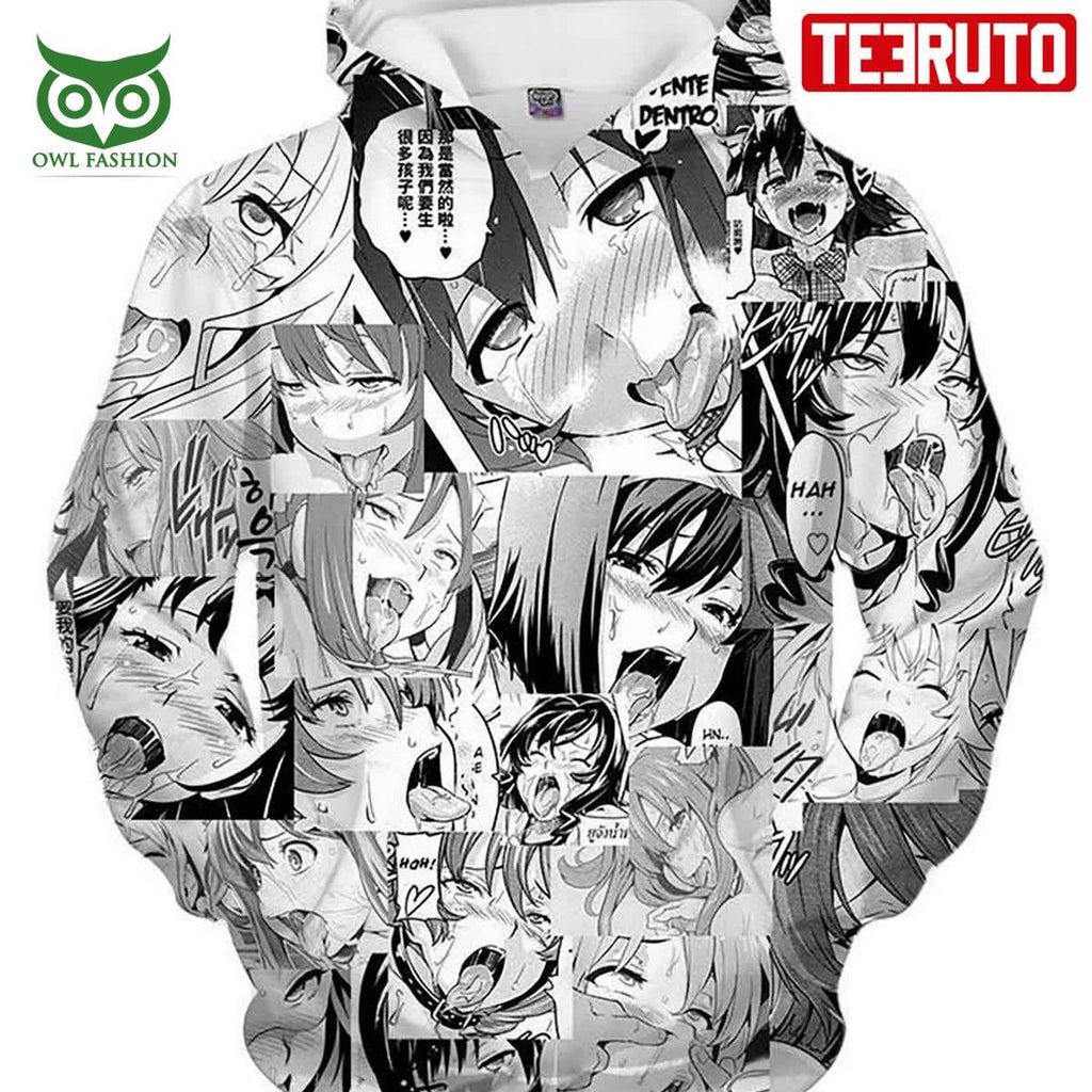 Anime Ahegao Hentai Face Hd 3d Aop Hoodie