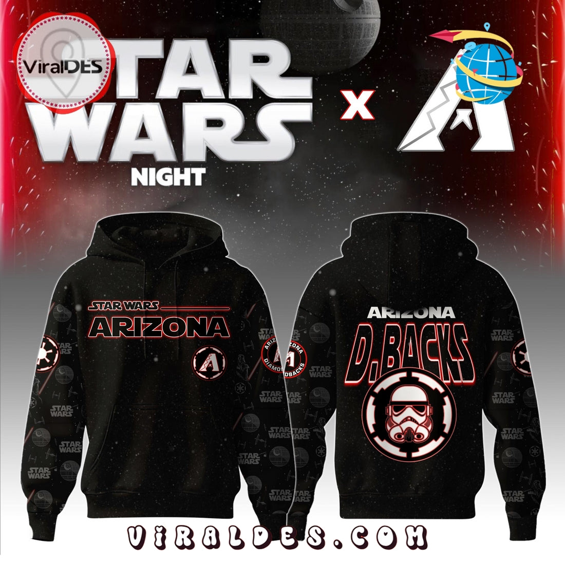 Arizona Diamondbacks MLB x Star War Night Hoodie, Jogger, Cap