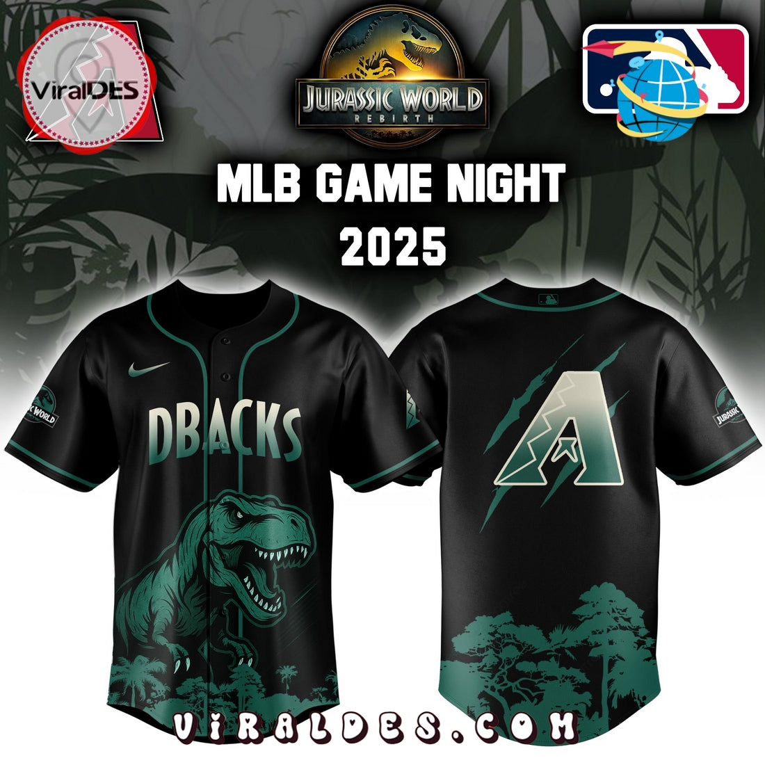 Arizona Diamondbacks x Jurassic World 2025 Baseball Jersey