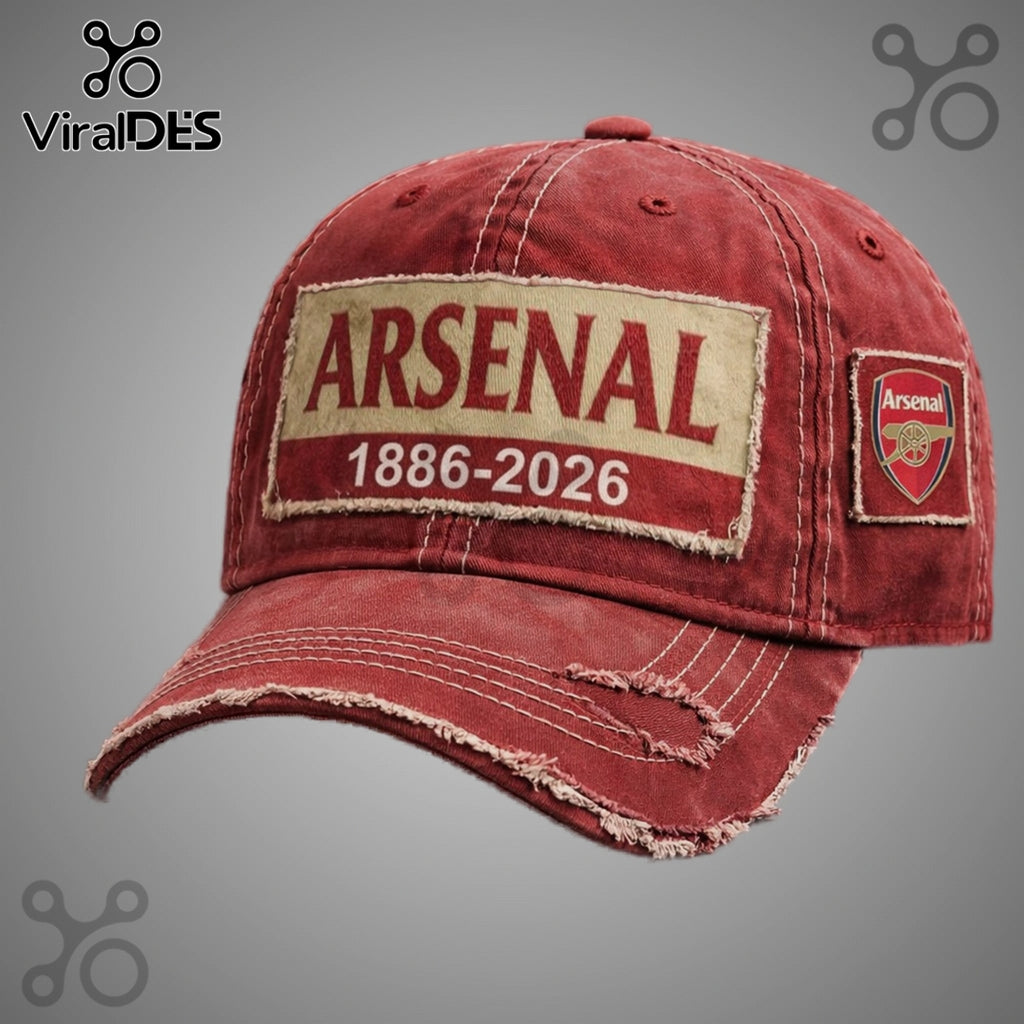 Arsenal 1886-2026 Anniversary Distressed Embroidered Baseball Cap
