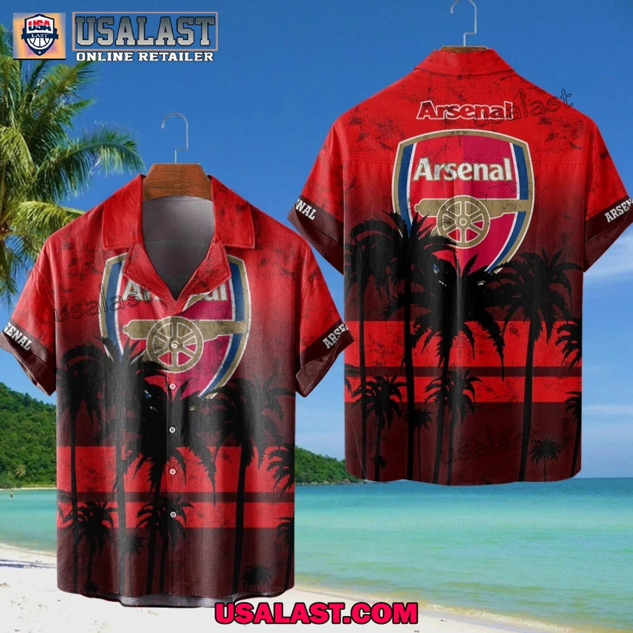 Arsenal Coconut Tree Style Hawaiian Shirt