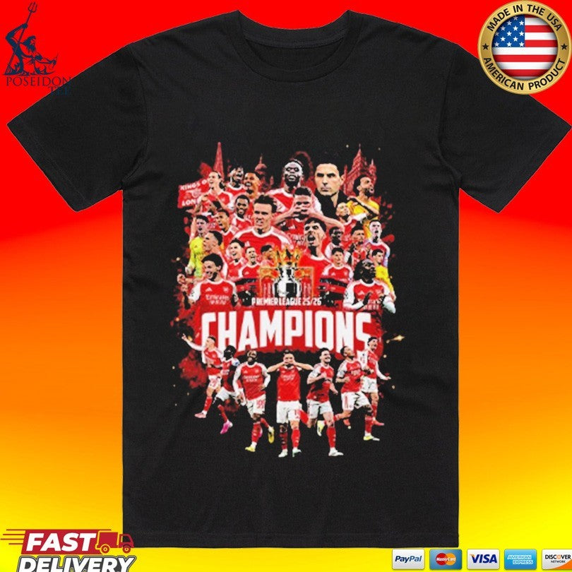 Arsenal Fc Premier League Champions 2025-26 T-shirt