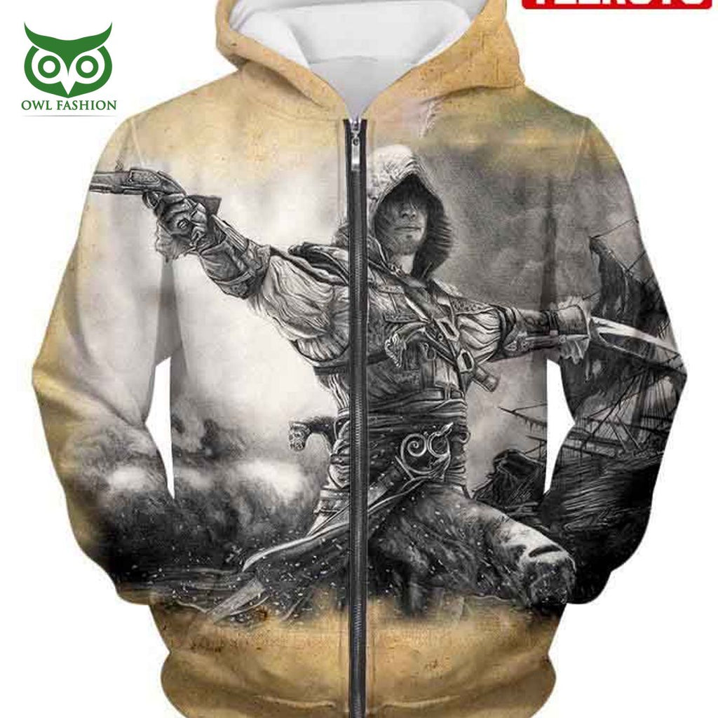 Assassin Edward James Kenway Cool Animation Hd 3d Aop Hoodie