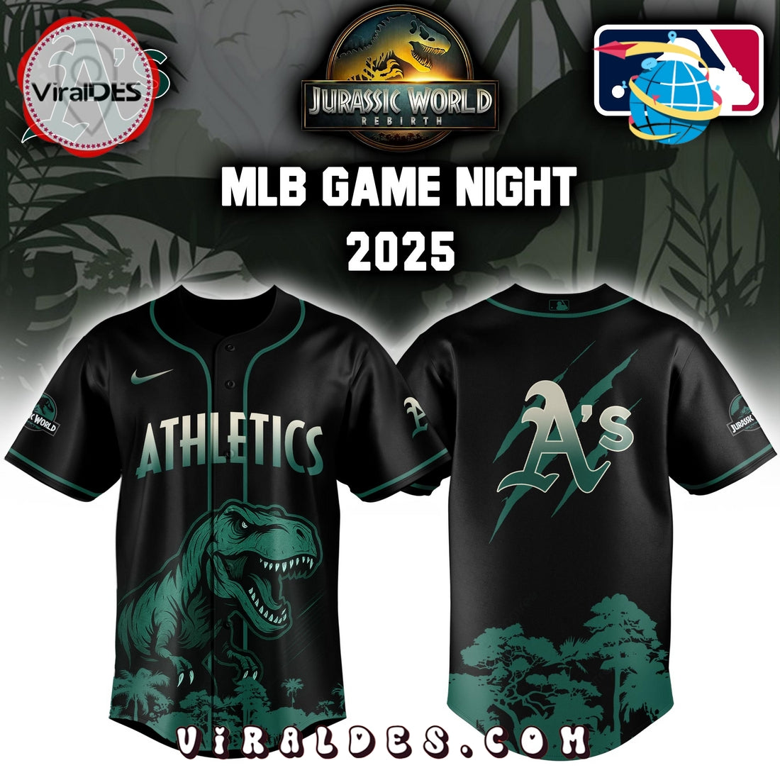 Athletics x Jurassic World 2025 Baseball Jersey