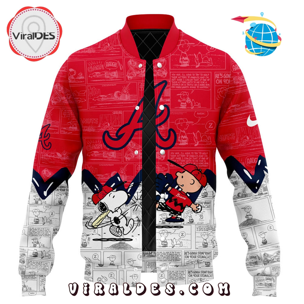 Atlanta Braves 75th Anniversary Peanuts Red Baseball Jacket