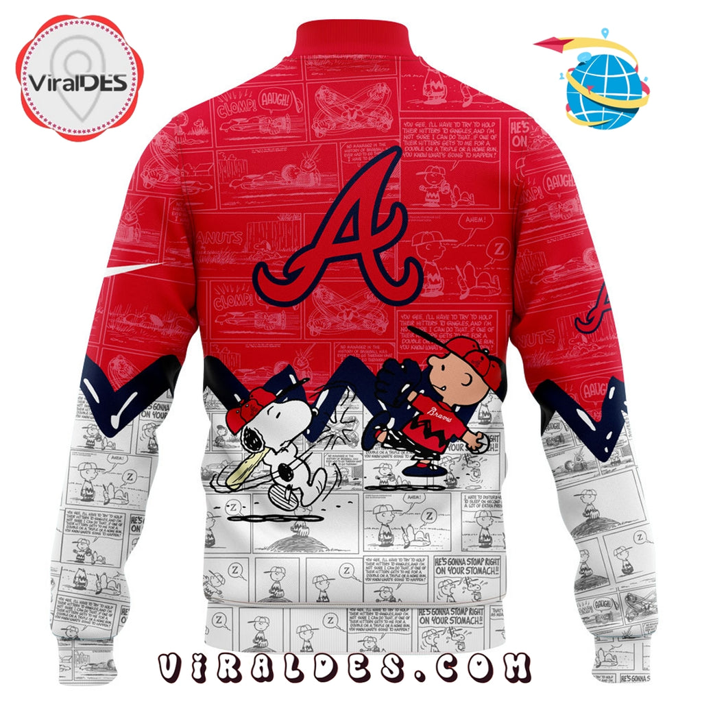 Atlanta Braves 75th Anniversary Peanuts Red Baseball Jacket