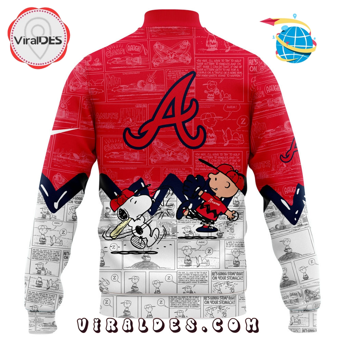 Atlanta Braves 75th Anniversary Peanuts Red Baseball Jacket
