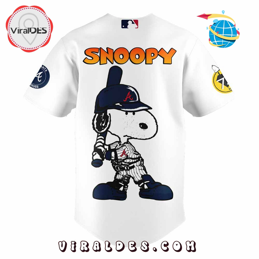Atlanta Braves 75th Anniversary Peanuts White Baseball Jersey