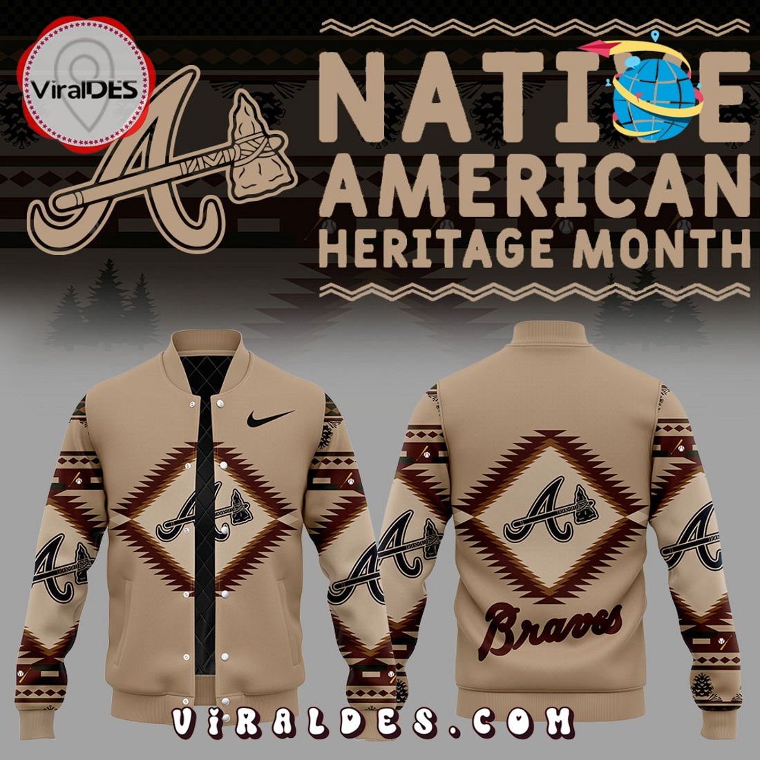 Atlanta Braves MLB Native American Heritage Baseball Jacket