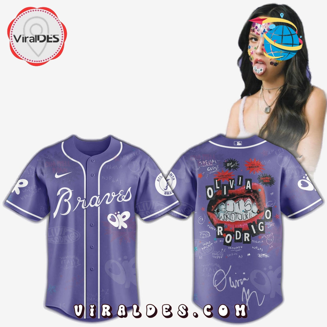 Atlanta Braves MLB x Olivia Rodrigo Guts World Tour Jersey
